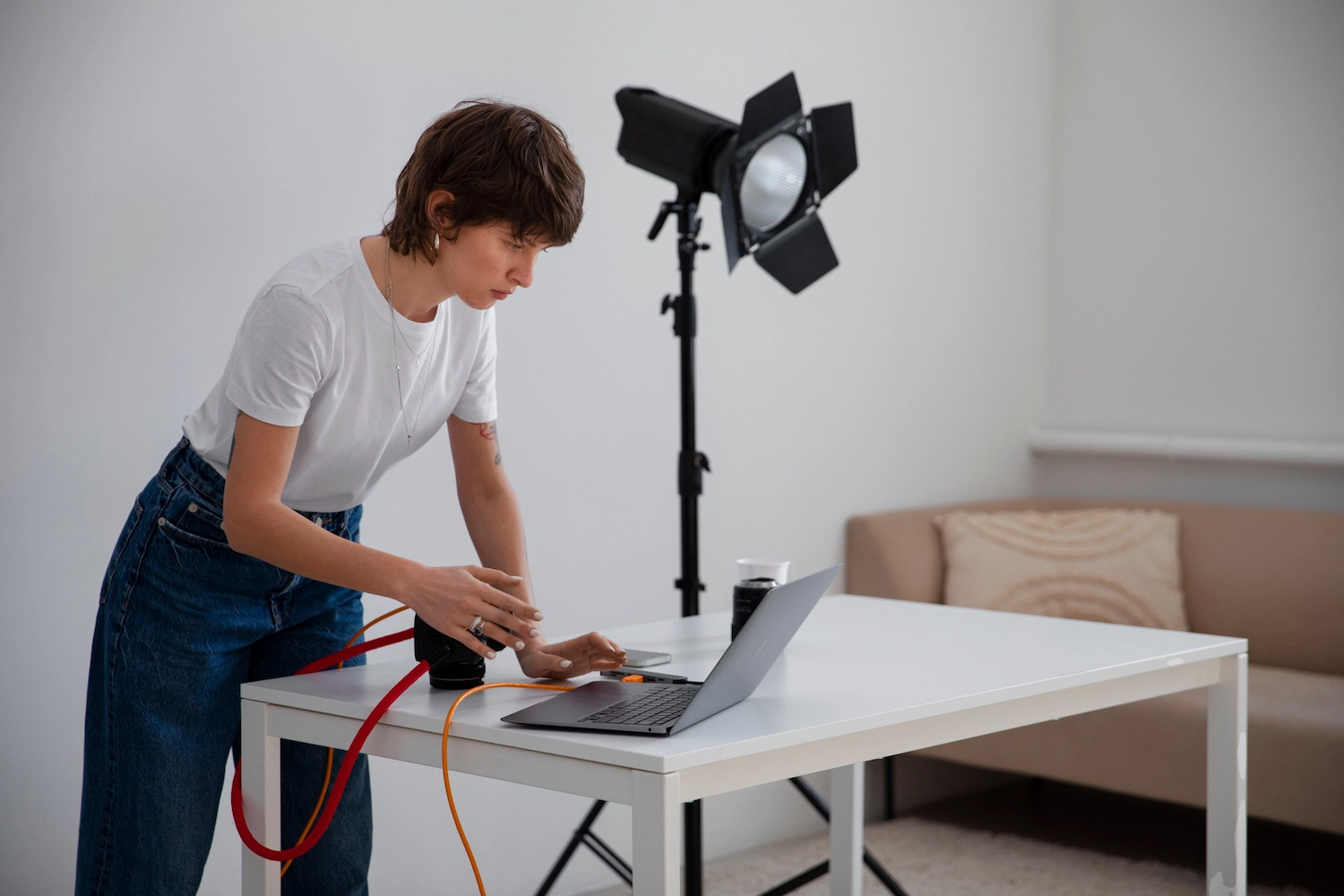 Content creation studio with professional equipment